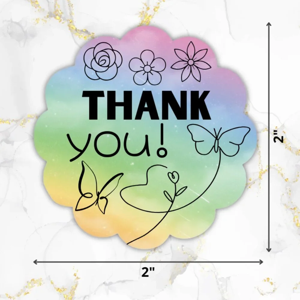 100 thermal Rainbow flowers Stickers